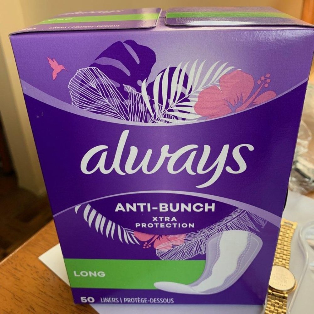 Always Anti Bunch Xtra Protection Long Daily Liners, Unscented  - 3 packs (150)